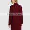 Women Long Sleeve Plain Color Red Long Coat Ladies Fashion Coat Wholesale Custom Clothing Hot Selling