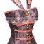 Victoria Brown Steampunk Leather neck slimming corset