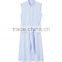 2017 Summer Work Office Casual Shirt Dress Shirt-style collar Striped Print Sleeveless Long T-Shirt Dress