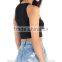 Black Plain 95% Cotton 5% Spandex Crop Top for Women Sexy Slim Fit Blank Crop Top Cheap Wholesale
