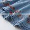 F10021A New Summer Embroidery Denim Dress Long Sleeve Girls Dress
