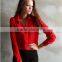 korean style v neck blue chiffon long sleeve blouses/ garment women ladies clothes /