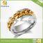Fashion stainless steel three color rotating chain ring can adjustable