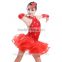 Child Kid Rhinstone Latin Competition Dance Dress Girls Sexy Open Back Samba Tango Performance Dress