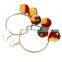 New designs big circle with colorful Pom pom Gypsy Earrings