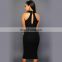 2016 patchwork tuell open breast dress halter dress girls sexy night club wear