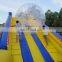 PVC material Yellow and blue long roller slope ,inflatable zorb ball race slope Ramp