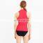 Hot sale womens Anti UV comfortable high neck red sleeveless zip rash guard