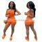 2020 Fashion Summer Sexy Two Piece Tight Crop Top Zipper Shorts Sets For Women Two Piece