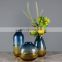 Wholesale Round Glass Vase Blue Yellow Color Terrarium Fashion Flower For Home Decoration Modern