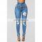 High Quality Custom Women, Jeans Slim Denim Distressed Skinny Jeans/