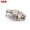 SNS JPM Series push to connect air hose tube quick connector union straight nickel-plated brass pneumatic bulkhead fitting