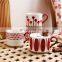 New Product Arabic Coffee Cups Hand Painted Flower Personality 15 OZ Red Ripple Cups Ceramic Coffee Cups For Breakfast Maker