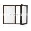 Black Aluminum double hinged triple casement window with folding screen frameless casement windows