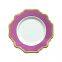 Violet Colored Sunflower Bone China Ceramic Dinner Plate Set With Gold Edged For Wedding Tableware