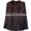 QD80559 Natural Black Brown Knitted Mink Fur Long Shawl and Cape White Color Customized