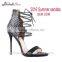 High quality women sandals heel lace up 2016 summer genuine leather lace up sandal heels