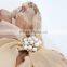 fashionable metal alloy crystal and white rose flowers scarf ring