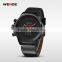 WEIDE Newest Male Clock Calendar Stainless Steel Case Black Leather Strap Relojes Men Quartz Wrist Tag Men Sports Watch WH3305