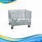 Rolling metal wire storage cage for supermarket transport