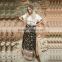 Wholesale Alibaba 2016 Summer Fashion Women Ethnic Printed Boho Skirts Ladies Casual Side Slit Long Skirt