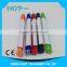 long clip white barrel click ball pen with colored soft grip