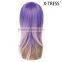 Young women  High quality factory wholesale long synthetic two colors 152g 18inch long wavy colorful party wigs