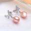 fashion jewelry white and golden 8.5--9mm circular japanese akoya pearl earrings uk