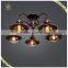 High Quality 5 Lights Coffee Color Iron Ceiling Lamp Glass Ball Shade for Home and Hotel