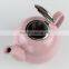 with S/S lid and fliter pink color Ceramic teapot