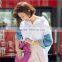 Women European style long sleeve white color button down shirt