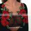 Elegant Black Lace Crop Top Summer Beach Backless Short Halter Tops Sexy Black Party Camis Gauze Women Tank Top Girls Short Tops