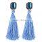 Bohemian jewelry big crystal gems with tassel drop earrings for women