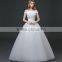 MGOO 2017 Off Sholder Short Sleeve Plain Crepe Custom Made Formal Bridal Gowns Lace Alibaba Wedding Dresses