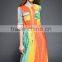 Summer Womens Fashion Casual Long Chiffon Maxi Dresses Lasies Short Sleeve Multi-Color Printed Dress
