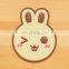high-quality rabbit design PVC glass coasters;rabbit element/design cup mat