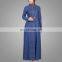 new style denim muslim caftan dress fancy blue islamic women cardigan