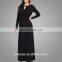 Long Sleeve Maxi Dress with Hole Design Neck Casual Long Skirt for Women Wear