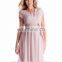 Blush Pink Pleated Maternity Dress Nursing Breastfeeding Clothes