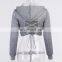 Back Cross Bandage Women Pink Hooded Hoodies Navel Bare Cropped Tops Casual Sweatshirt Outwear Autumn Pullover Street