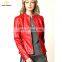 Leather Jacket Female Fashion Slim Short New Style  Stand Collar Zipper Red Ladies Leather Fashion Jacket