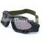 Matt black frame foam pad protective airsoft paintball goggles with steel iron net