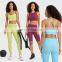 Blank Custom Free Match Ribbed 4 Piece Sexy Straps High Neck Bra Slim Fit Leggings Stretch Yoga Suit Set Women Gym Workout Wear