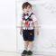 Hot sale Summer Gentleman Kids Clothing Set European Style Children's Outfit Boys Suit Tops+Pant Two Piece Set 8set/lot