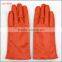 ladies wholesale orange PU leather hand gloves