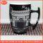 high quality printed ceramic mug coffee with custom design decal and popular handle double glazed matte black and shinny white