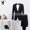 Wholesale French Wedding Trim Generous Luxury Brief Simple Notch Lapel Bright Black Suits For Men Fitted Exquisite Slick