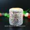 round beautiful cracked glass candle holder