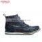 Navy Burnished Leather Lace-up Mens Casual Martin Boots