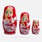 3PCS Hand Painted Cute Wooden Russian Nesting Dolls Dried Basswood Red Gift Matryoshka Ethnic Doll